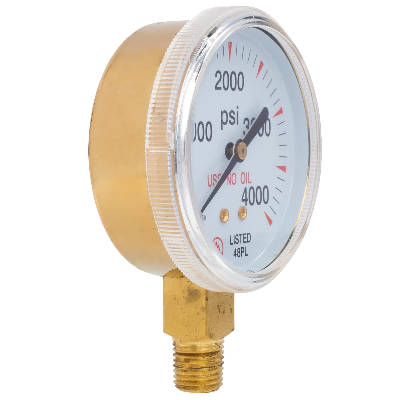 2 1/2" - 1/4" NPT 0-4000 lbs. - Heavy Duty Oxygen-Acetylene Gauge - Image 4