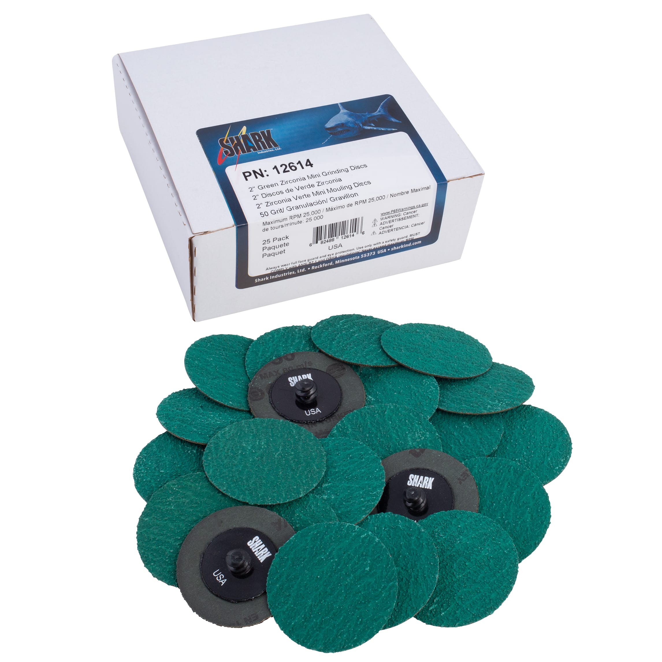 25 PK | 2" Mini Grinding Discs - Green Zirconia - 50 Grit - Image 2