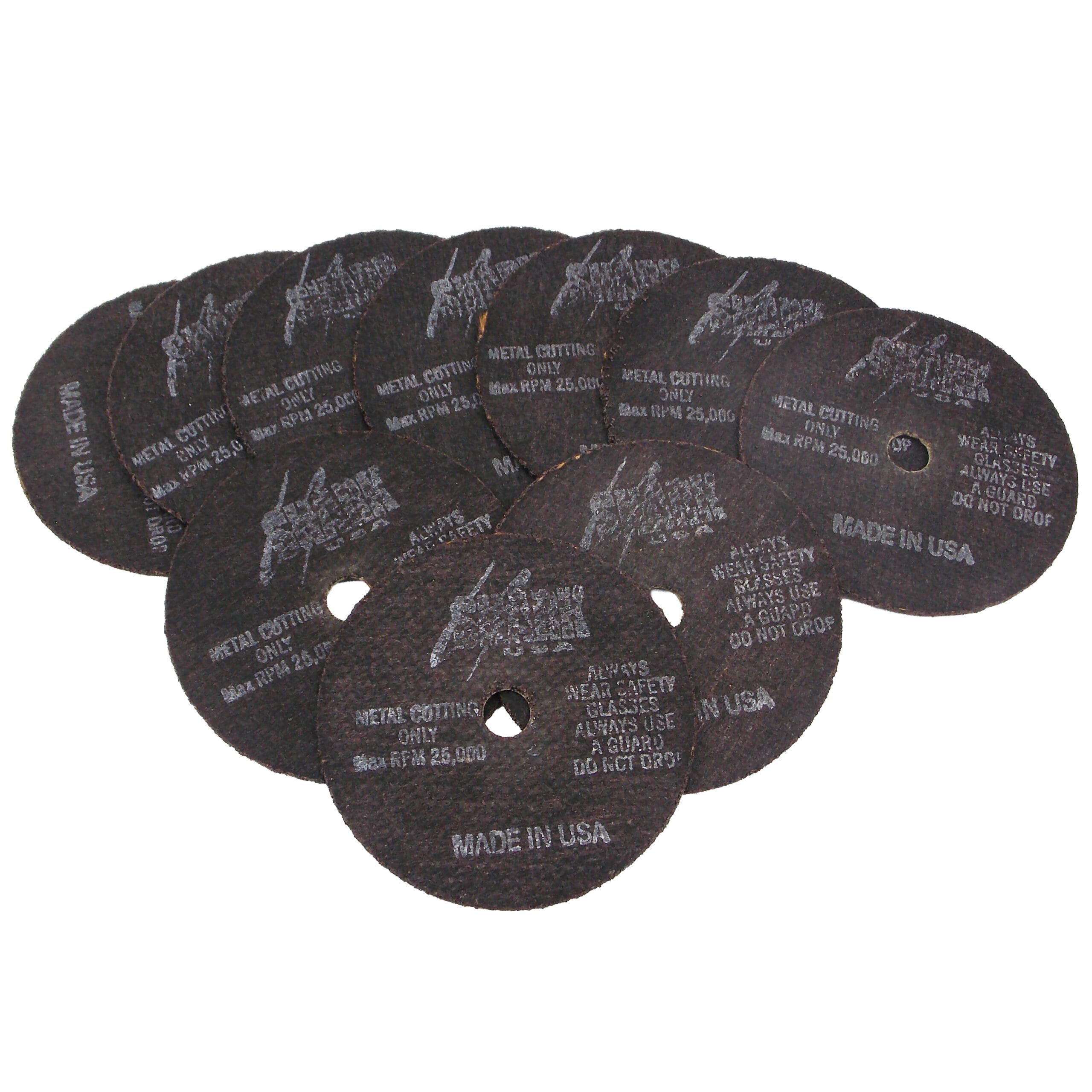 10 PK | Cut-Off Wheel - Aluminum Oxide - 3" x 1/16" x 3/8" - 54 Grit - Made in USA - Image 3