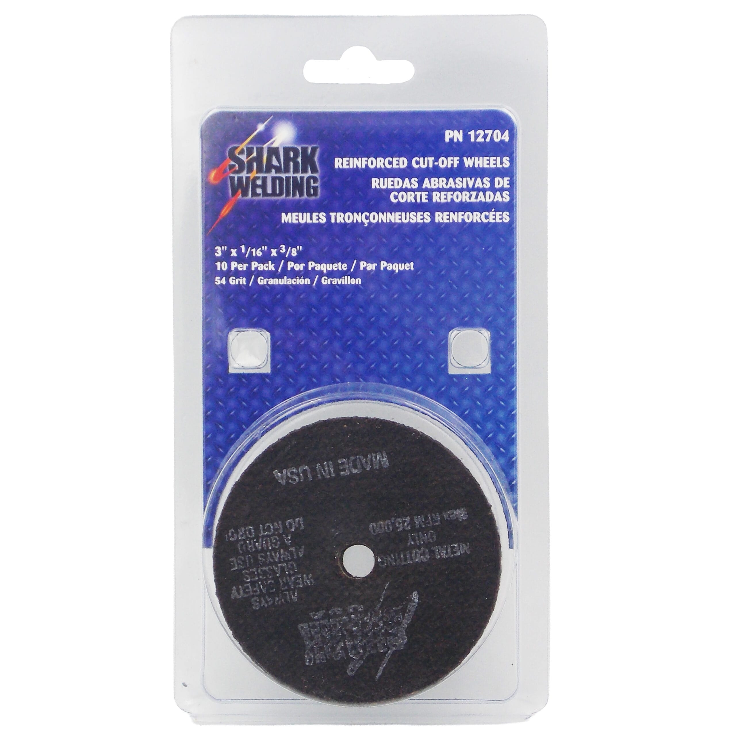 10 PK | Cut-Off Wheel - Aluminum Oxide - 3" x 1/16" x 3/8" - 54 Grit - Made in USA - Image 4