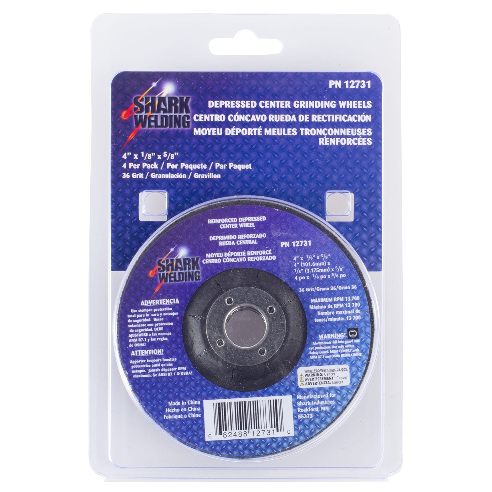 4 PK | 4" Type 27 Aluminum Oxide Grinding Wheels Depressed Center - Hubless, 36 Grit - 4" x 1/8" x 5/8" - Image 6