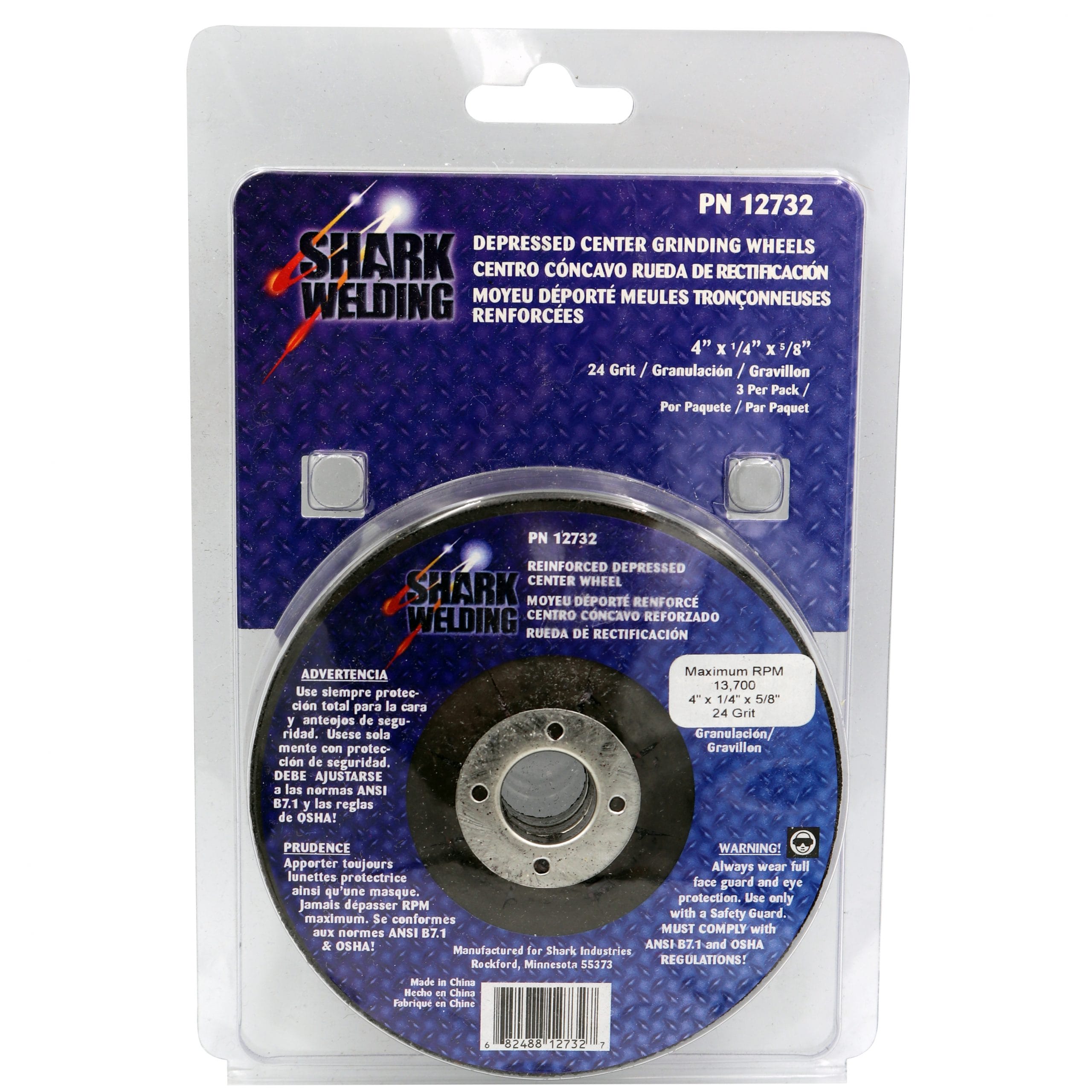 3 PK | 4" Type 27 Aluminum Oxide Grinding Wheels Depressed Center - Hubless, 36 Grit. 4" x 1/4" x 5/8" - Image 2