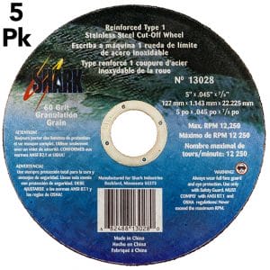 5 PK | Cut-Off Wheel - Stainless Steel - 5" x .045 x 7/8" - 60 Grit
