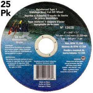 25 PK | Cut-Off Wheel - Stainless Steel - 5" x .045 x 7/8" - 60 Grit