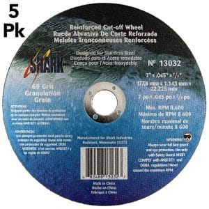 5 PK | Cut-Off Wheel - Stainless Steel - 7" x .045 x 7/8" - 60 Grit