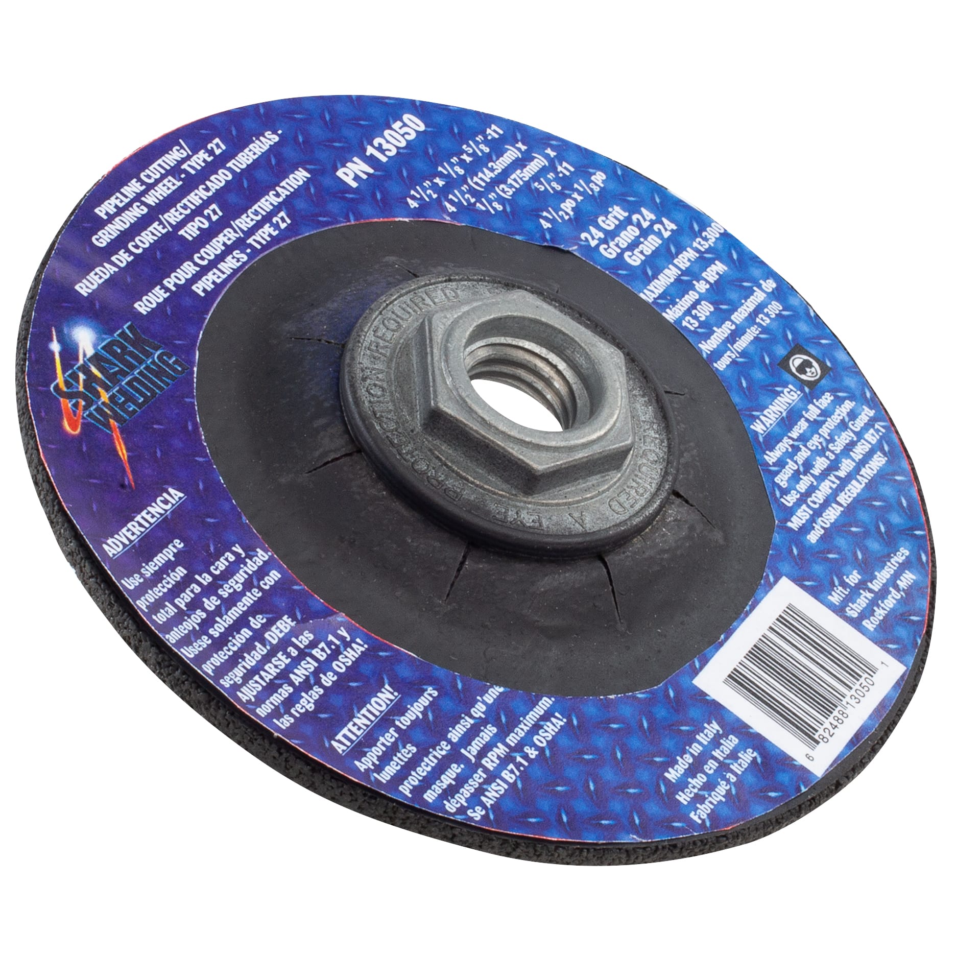 10 PK | Cut-off/Light Grinding Wheel - Type 27 for Pipeline. 4.5" x 1/8" x 5/8-11NC - Image 4