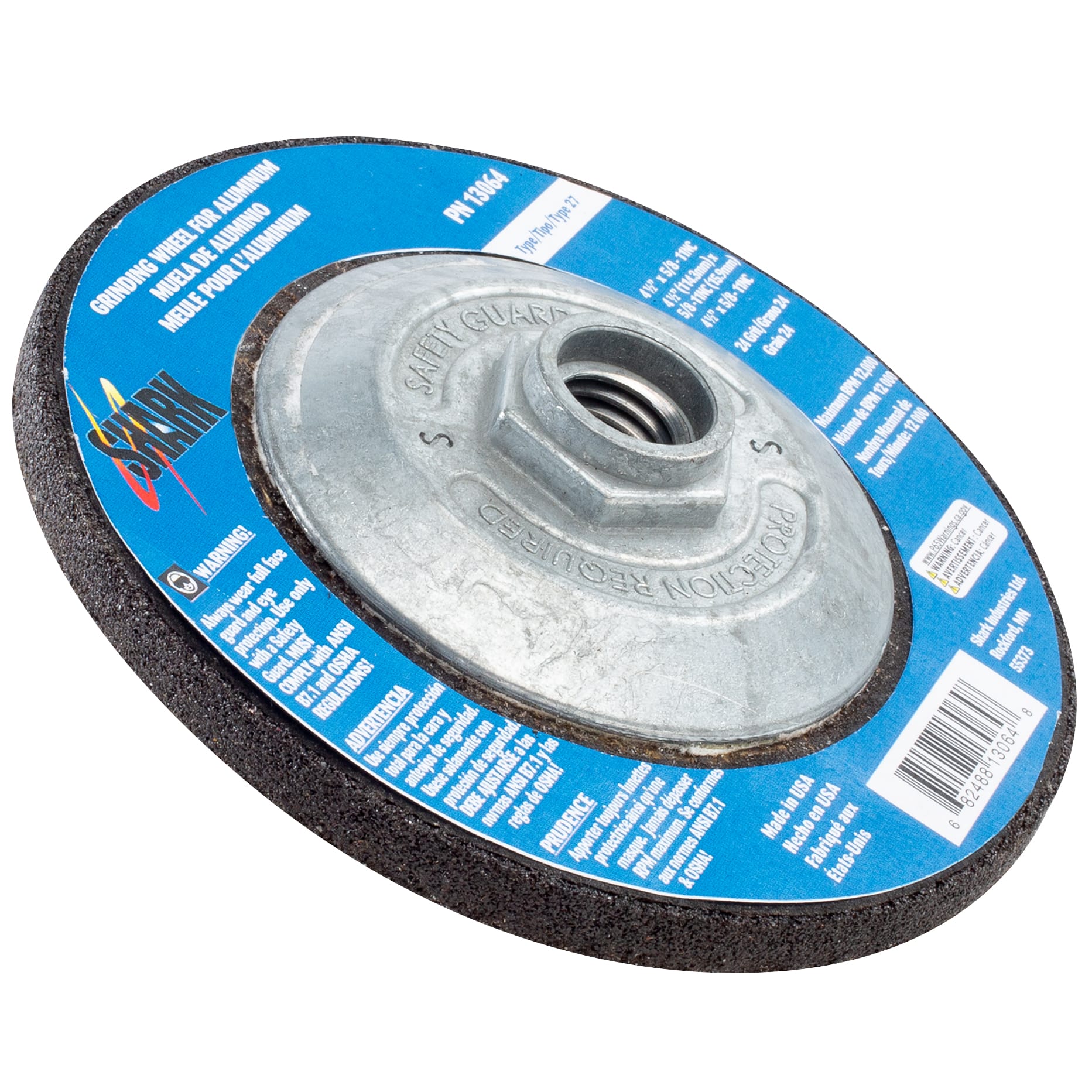 1 PK | Depressed Center Type 27 Grinding Wheels for use on Aluminum 4.5"x 1/4" 5/8-11 - Image 4