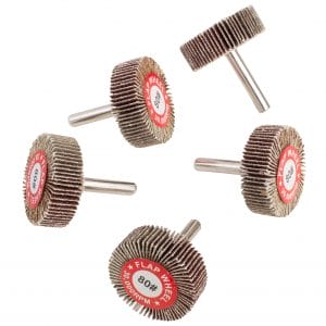 5 PK | Flap Wheel - Aluminum Oxide - 1.5" x 1/2" x 1/4" Shank - 80 Grit