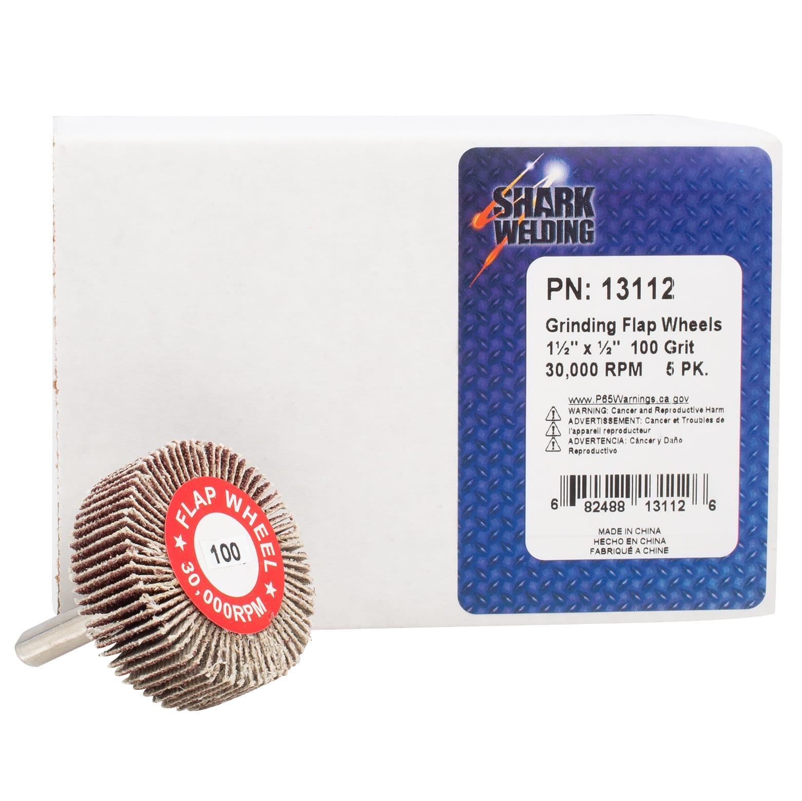5 PK | Flap Wheel - Aluminum Oxide - 1.5" x 1/2" x 1/4" Shank - 100 Grit - Image 4
