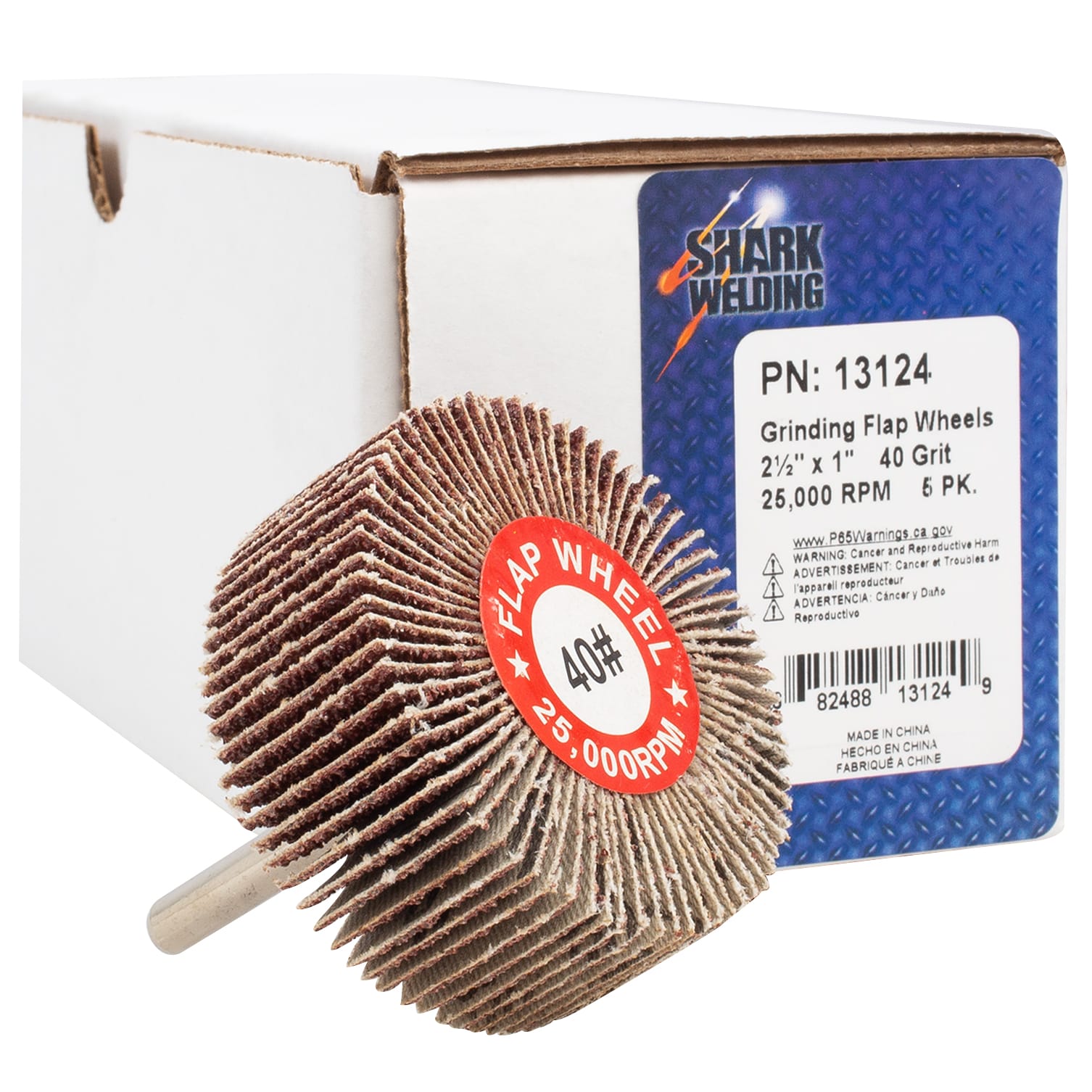 5 PK | Flap Wheel - Aluminum Oxide - 2.5" x 1" x 1/4" Shank - 40 Grit - Image 4