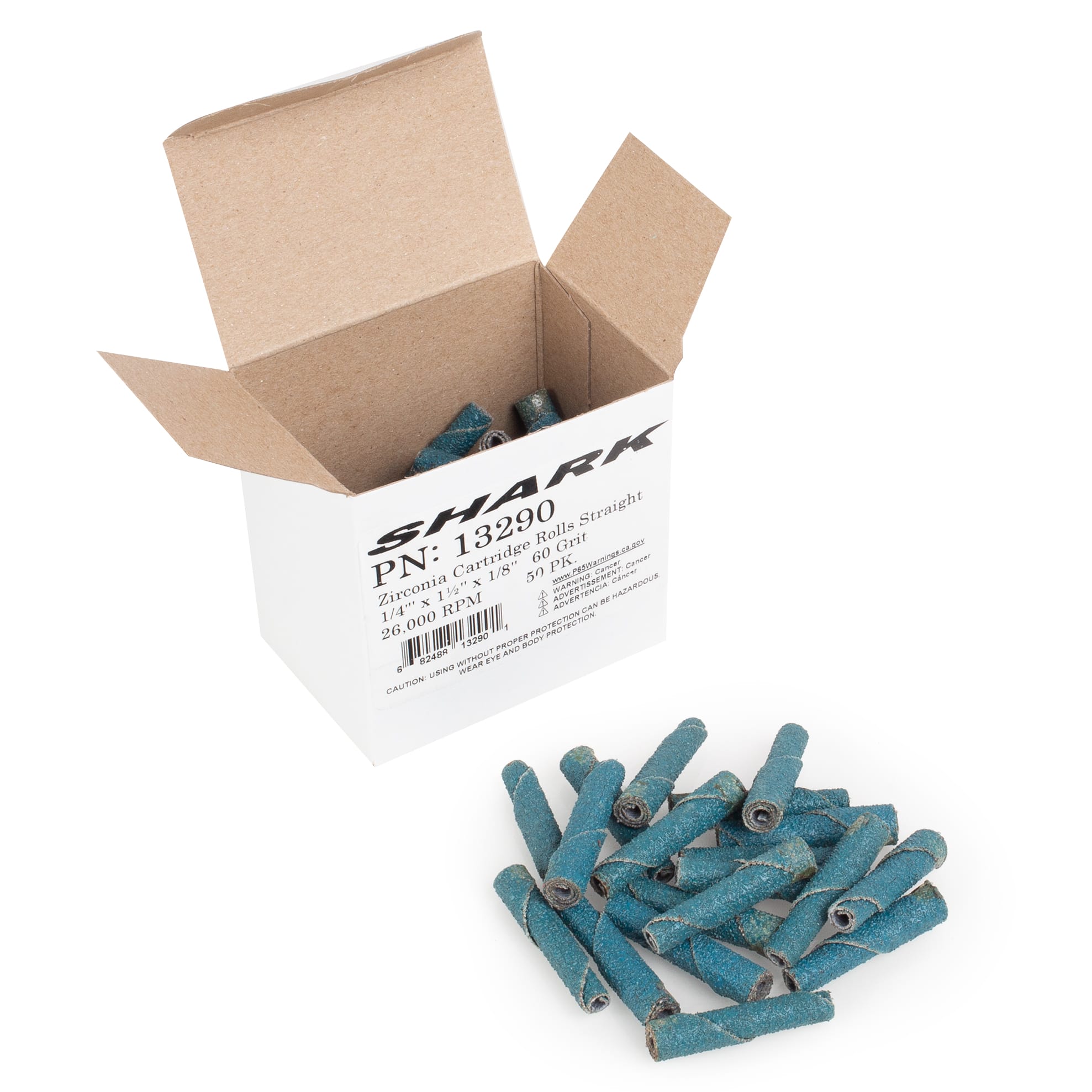 50 PK | Zirc Cartridge Rolls - Straight 1/4" x 1-1/2" x 1/8"- 60 Grit - Image 5