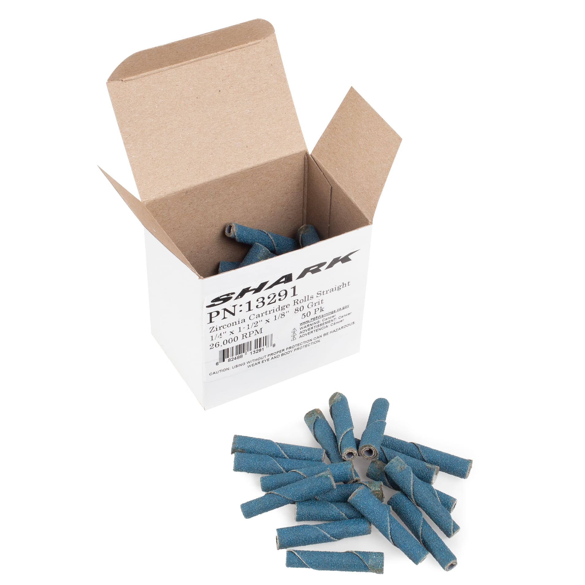 50 PK | Zirc Cartridge Rolls-Straight 1/4" x 1-1/2" x 1/8" - 80 Grit - Image 5