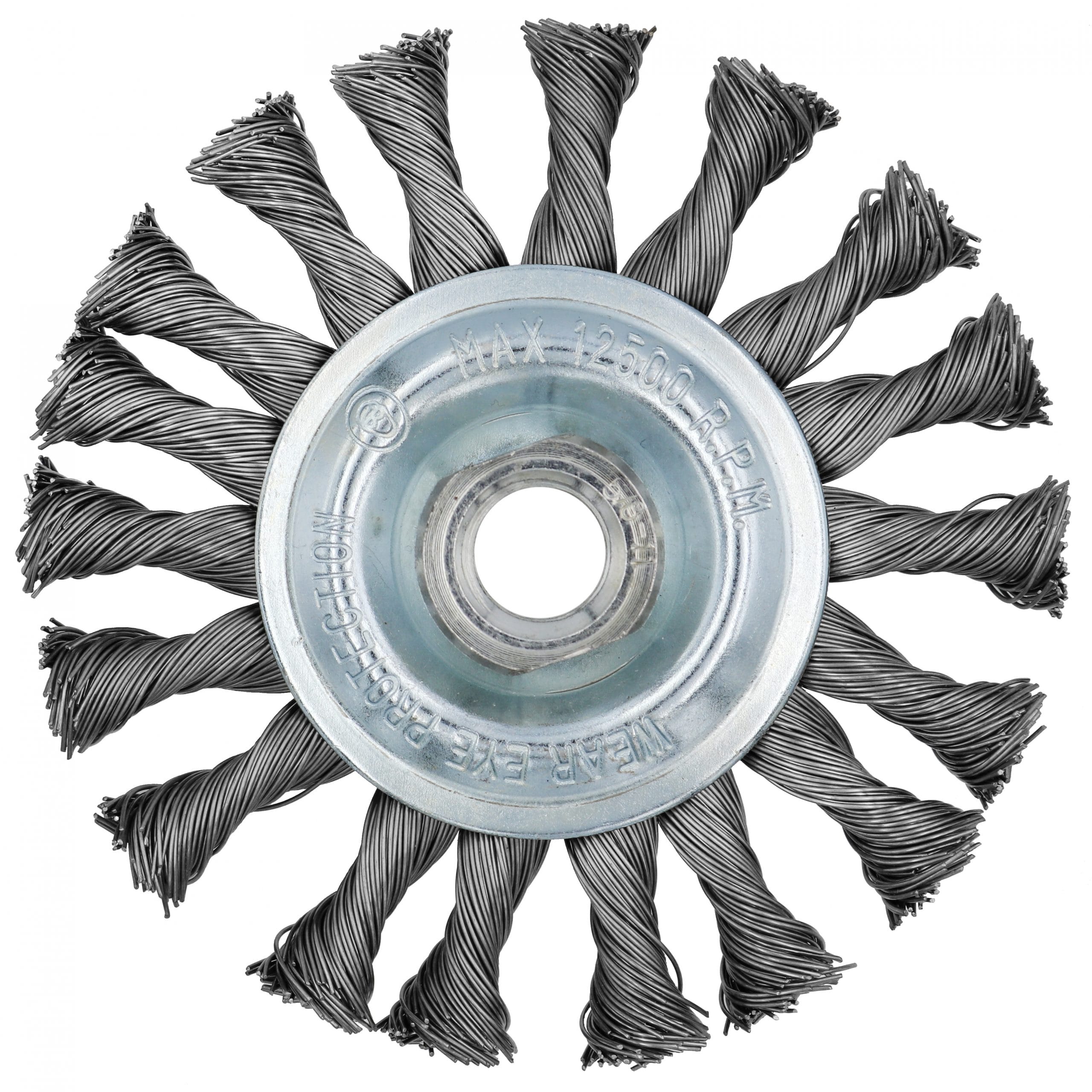 Knotted Wire Wheel - 4.5" x 5/8"-11NC for Stainless Steel .020 wire. - Image 2