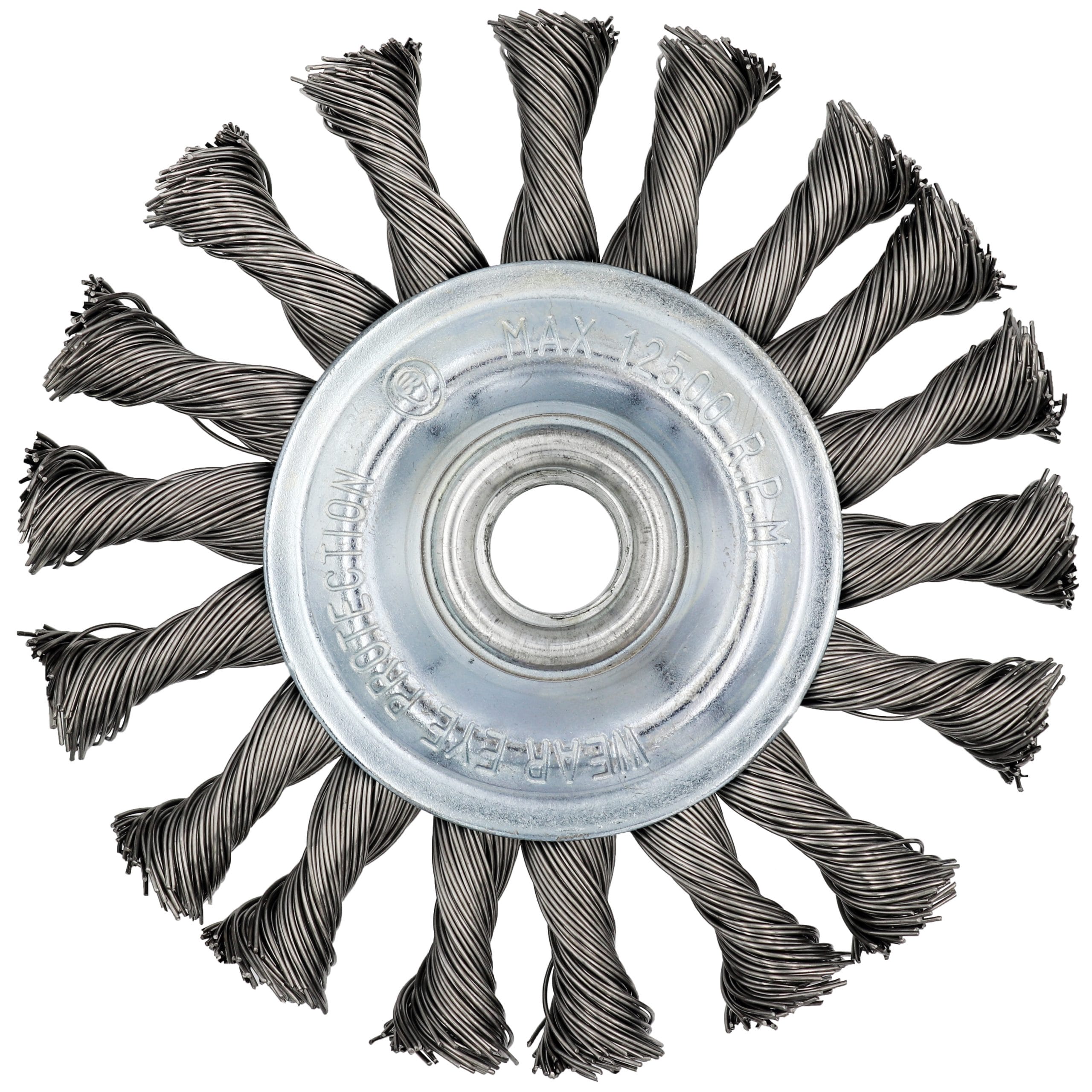 Knotted Wire Wheel - 4.5" x 5/8"-11NC for Stainless Steel .020 wire. - Image 3