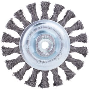 LIMITED STOCK! Knotted Wire Wheel with arbors - 4" x M10-1.50. .014 wire.