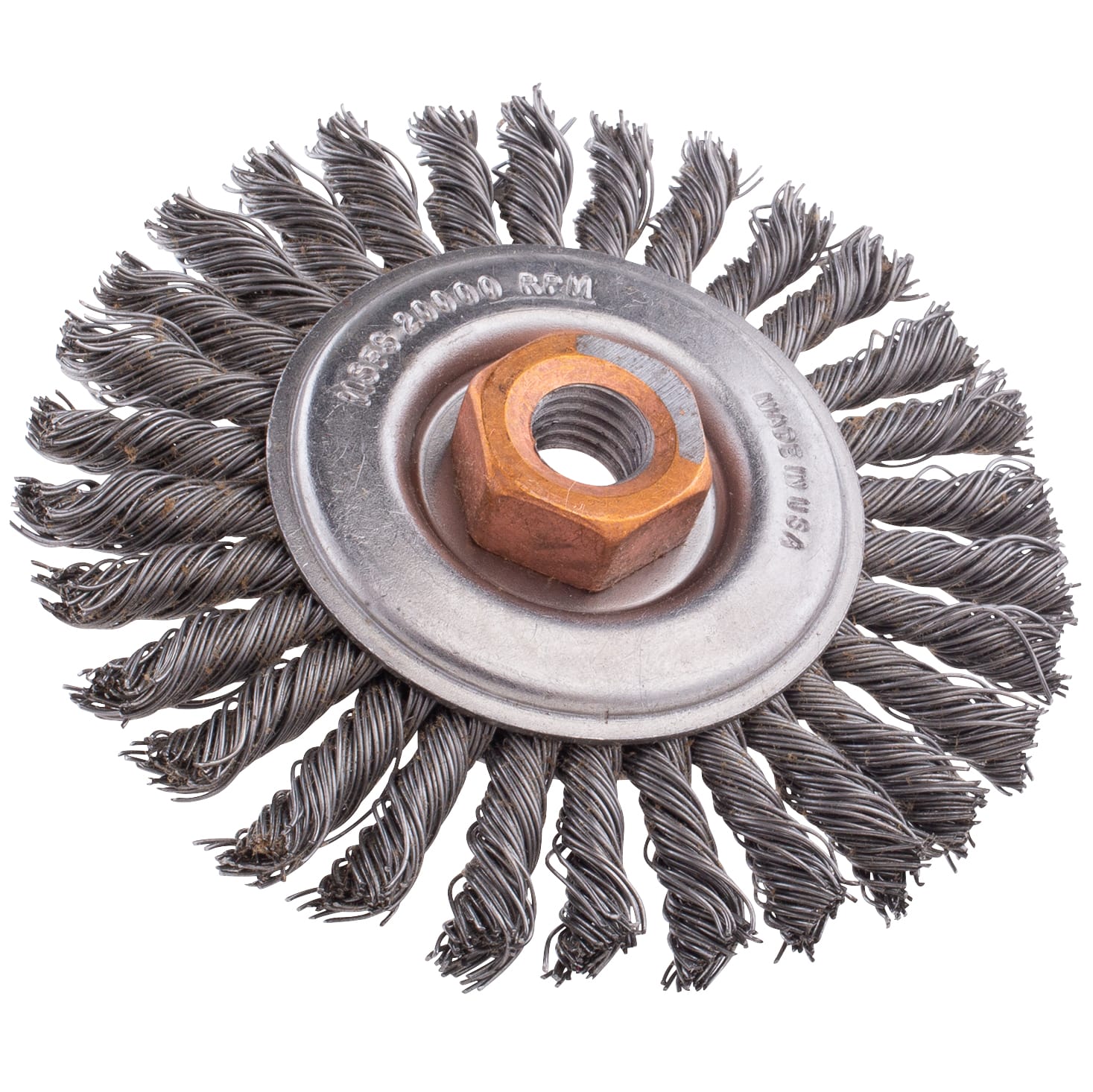 LIMITED STOCK! Stringer Bead Twist Wire Wheel - 4" x 1/2"-13 Arbor - .020 Wire - Image 3