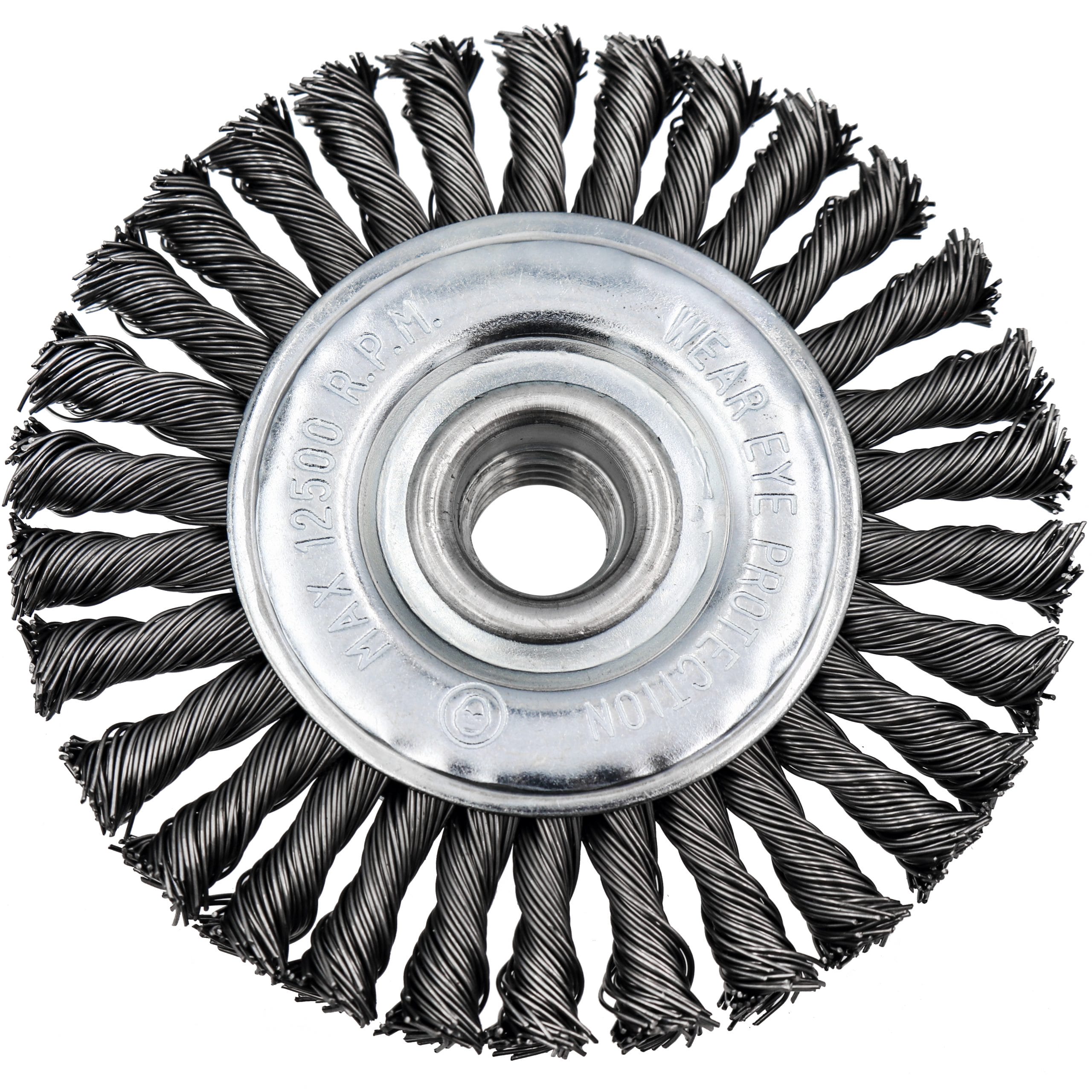 Stringer Bead Twist Wire Wheel - 4" x 5/8"-11NC arbor. .020 wire. - Image 2