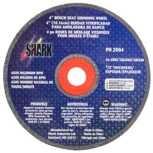 Bench Seat Grinding Wheel - 4" x 1/2" Thick x 1/2" Arbor - 46 Grit - Aluminum Oxide