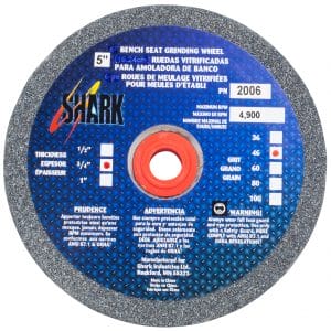 Bench Seat Grinding Wheel - 5" x 3/4" Thick x 1/2" Arbor- 46 Grit - Aluminum Oxide