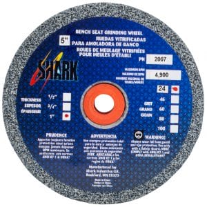 Bench Seat Grinding Wheel - Size 5" x 1" Thick x 1/2" Arbor- 24 Grit - Aluminum Oxide