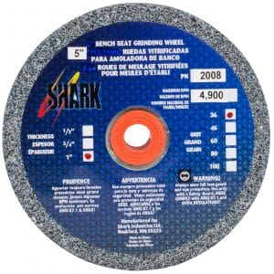 Bench Seat Grinding Wheel - Size 5" x 1" Thick x 1/2" Arbor- 36 Grit - Aluminum Oxide
