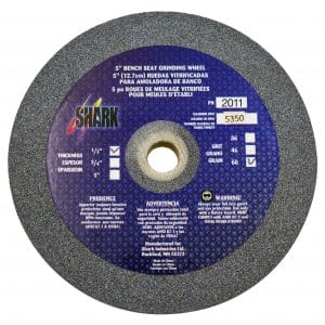 Bench Seat Grinding Wheel - Size 5" x 1/2" Thick x 1/2" Arbor - (no adaptors) - 60 Grit - Aluminum Oxide