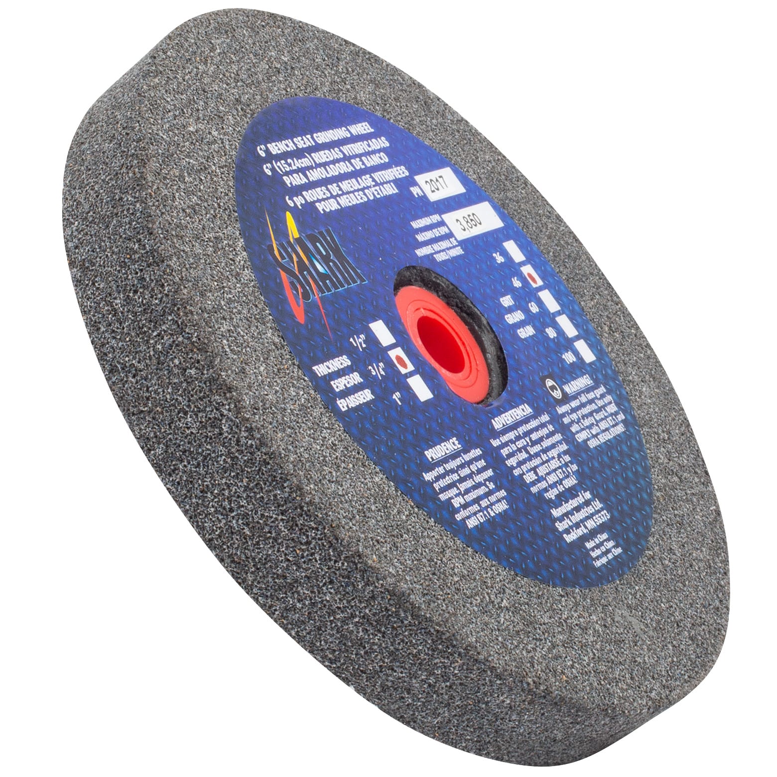 Bench Seat Grinding Wheel - Size 6" x 3/4" Thick x 1" Arbor - 46 Grit - Aluminum Oxide - Image 3