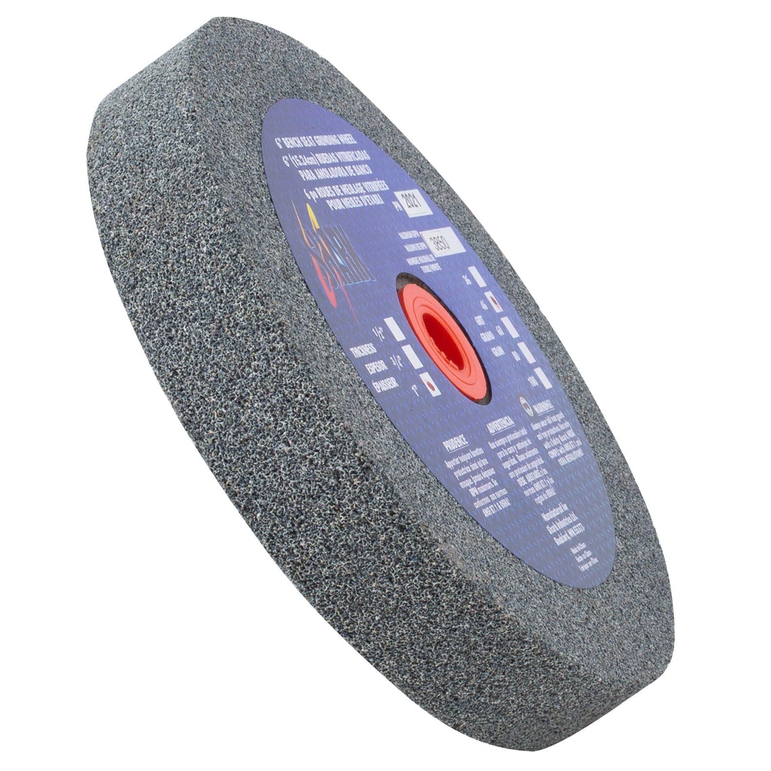 Bench Seat Grinding Wheel - Size 6" x 1" Thick x 1" Arbor - 46 Grit - Aluminum Oxide - Image 3
