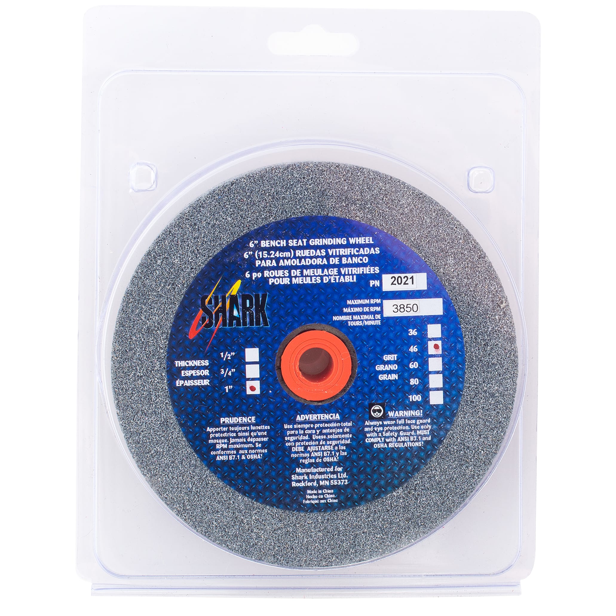 Bench Seat Grinding Wheel - Size 6" x 1" Thick x 1" Arbor - 46 Grit - Aluminum Oxide - Image 4
