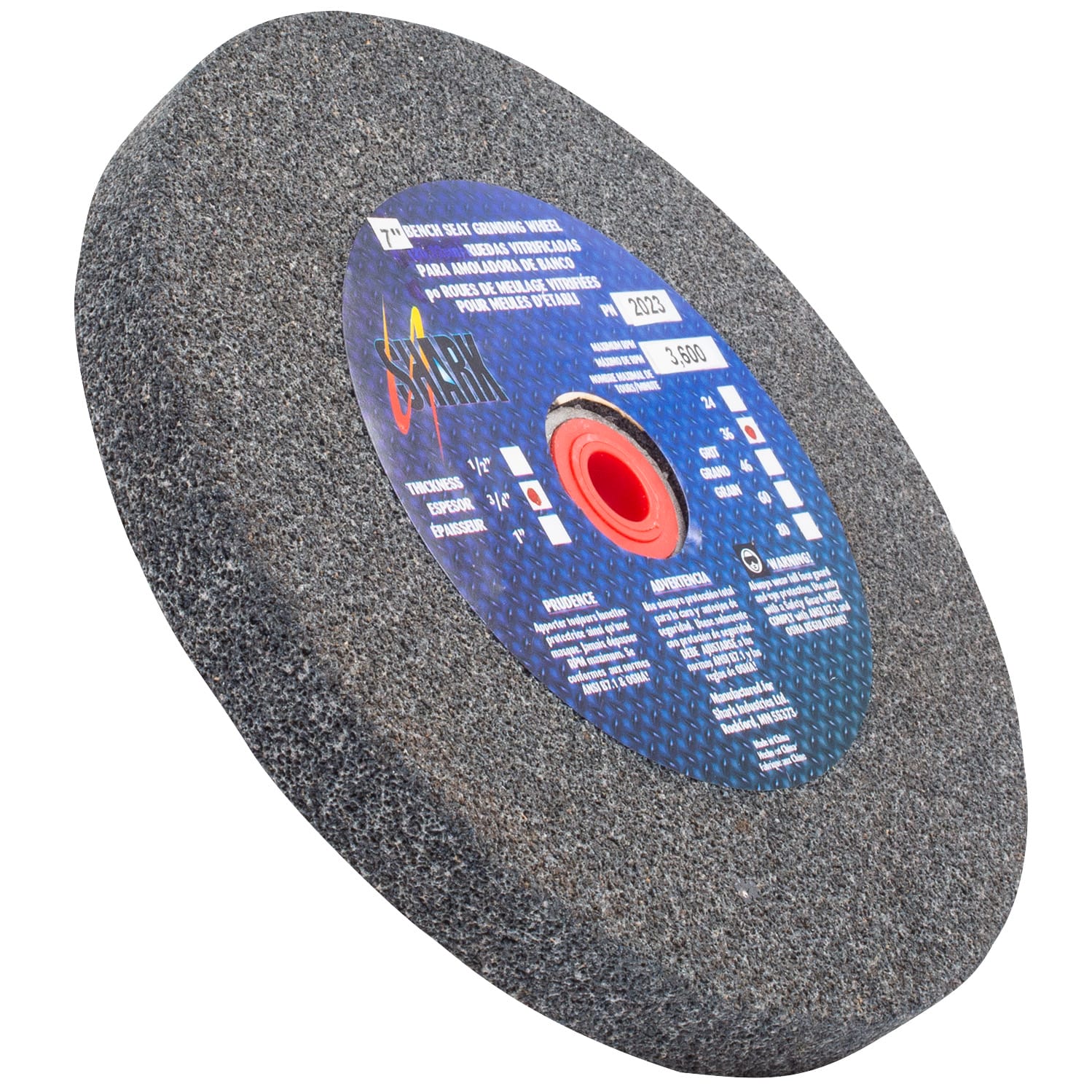 Bench Seat Grinding Wheel - Size 7" x 3/4" Thick x 1" Arbor - 36 Grit - Aluminum Oxide - Image 3