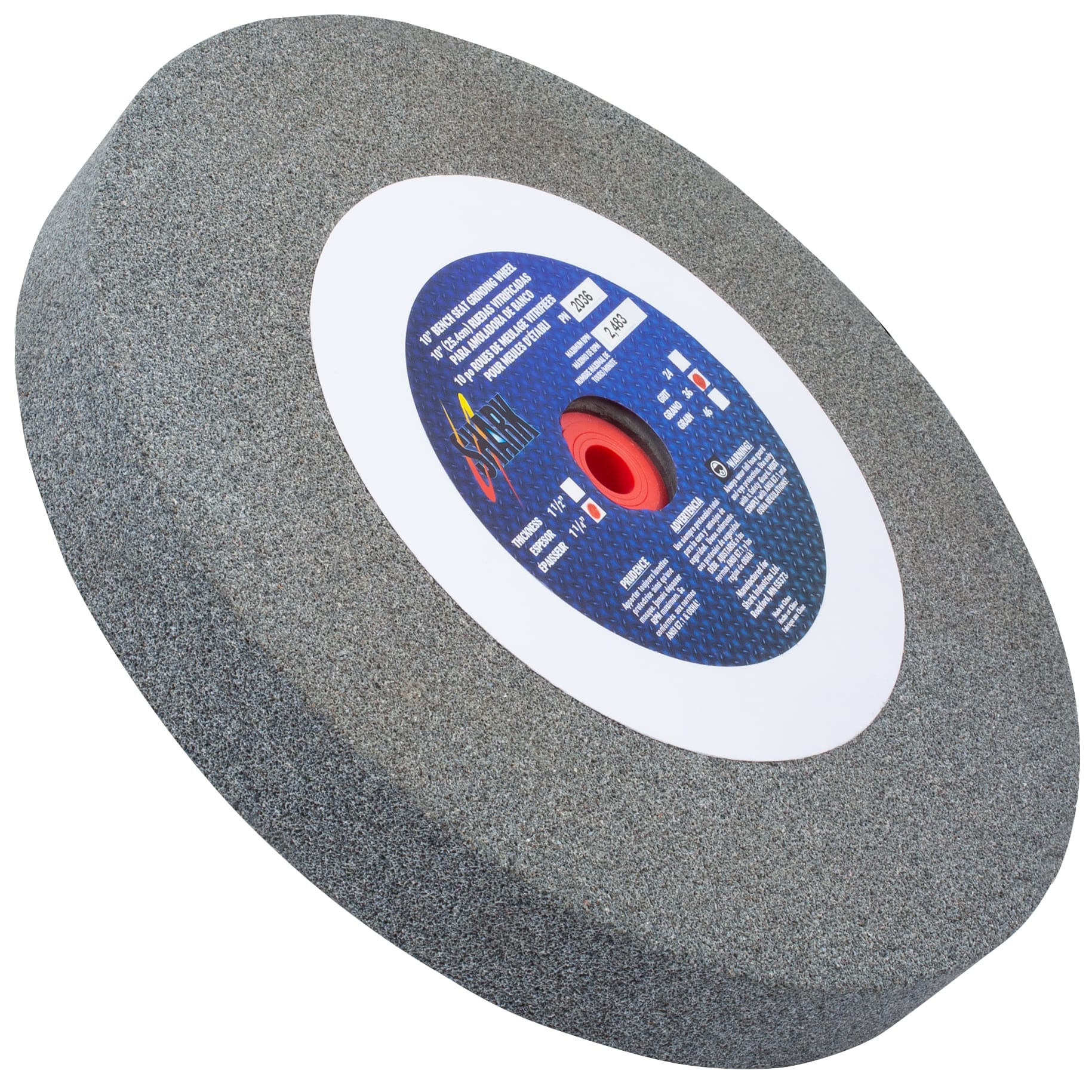 Bench Seat Grinding Wheel - Size 10" x 1-1/4" Thick x 1-1/4" Arbor - 36 Grit - Aluminum Oxide - Image 3