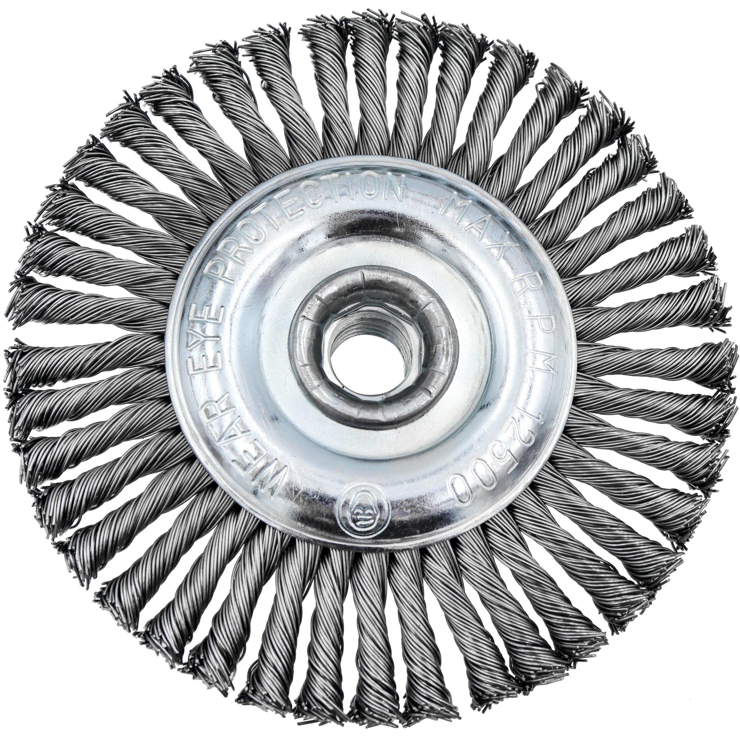 Stringer Bead Twist Wire Wheel Brush - 5" x 5/8-11NC arbor .020 wire - Image 3