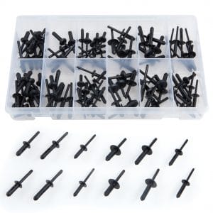115 PC. Black Nylon Blind Pop Rivet Assortment in 12 Compartments