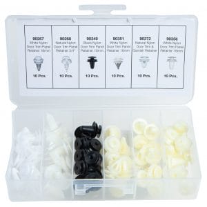 60 PC. Import Door Trim Panel Retainer Assortment in 6 Compartments