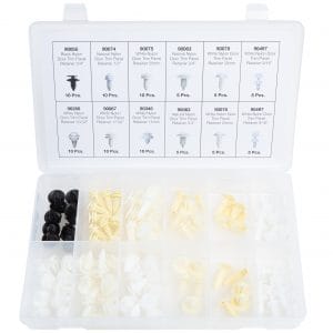 90 PC. Domestic Door Trim Panel Retainer Assortment 12 Compartments