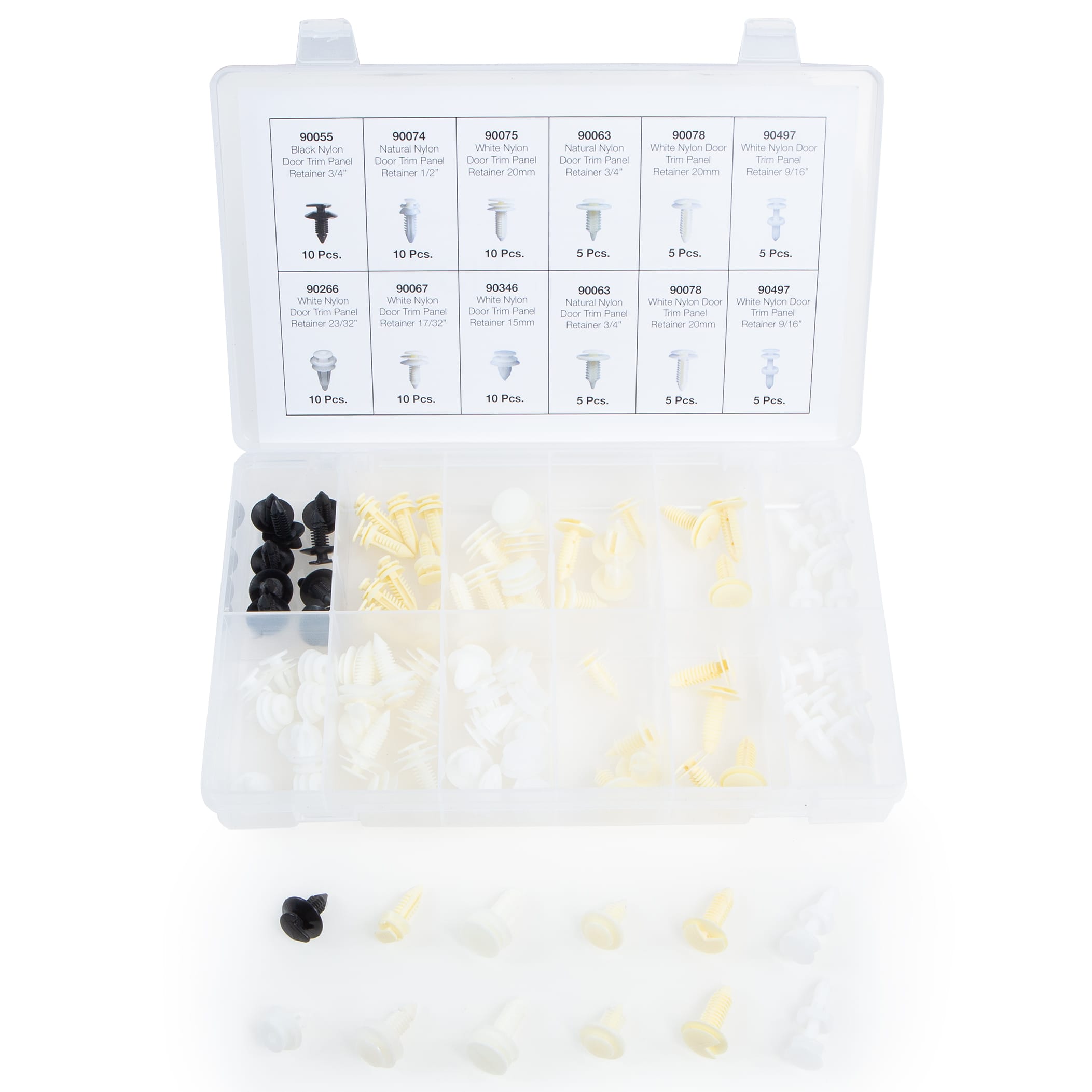 90 PC. Domestic Door Trim Panel Retainer Assortment 12 Compartments - Image 5