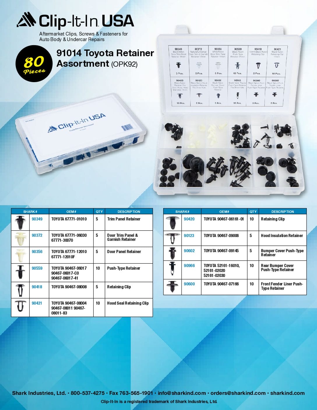 80 PC. Toyota Retainer Assortment in 12 Compartments - OPK92 - Image 7