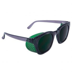 Protective Tri-Shield Safety Glasses, Green Shade #5