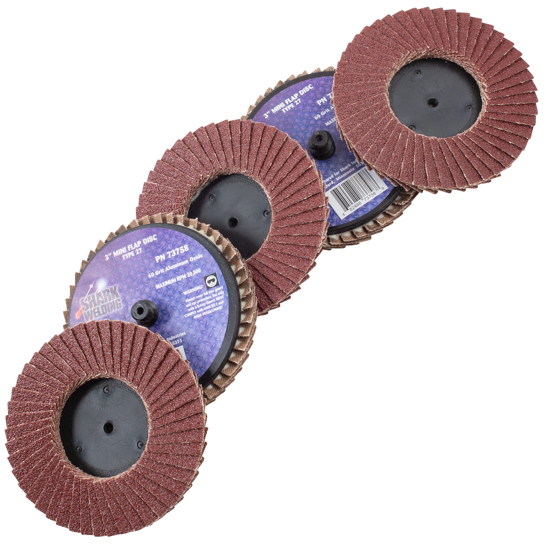 5 PK | Mini Flap Disc - Type 27 - Aluminum Oxide - 3" - 60 Grit - Image 3