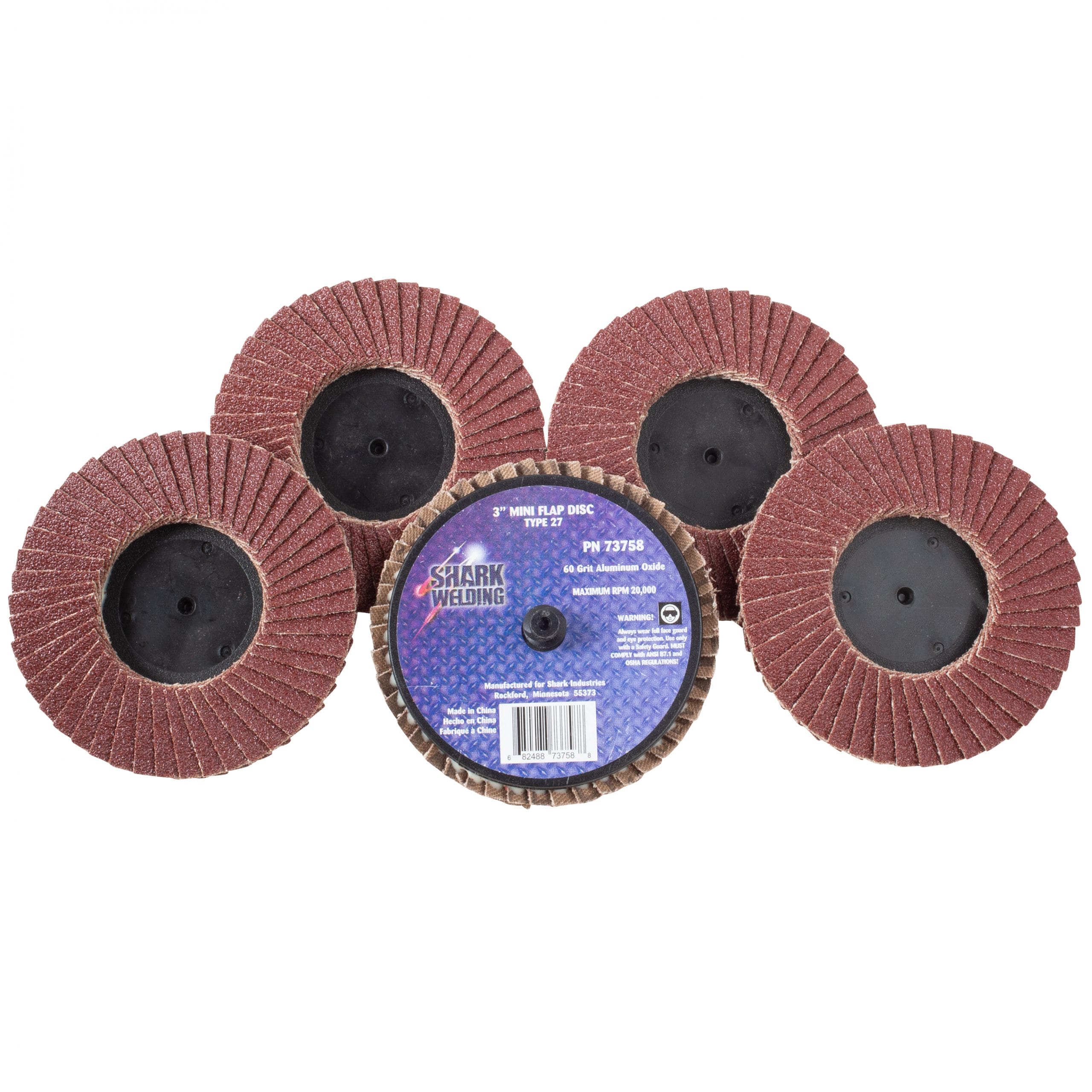 5 PK | Mini Flap Disc - Type 27 - Aluminum Oxide - 3" - 60 Grit - Image 4