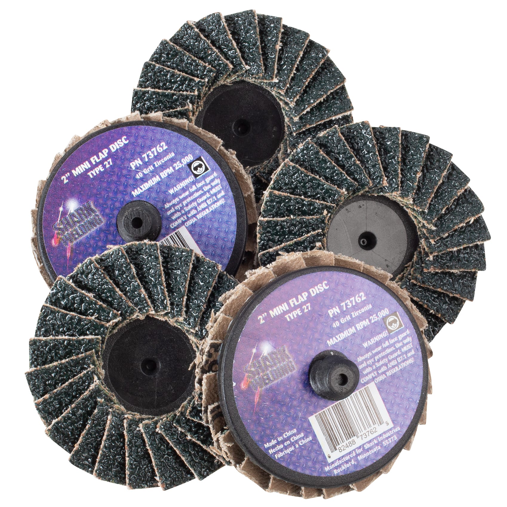 5 PK | Mini Flap Disc - Type 27 - Zirconia - 2" - 40 Grit - Image 2