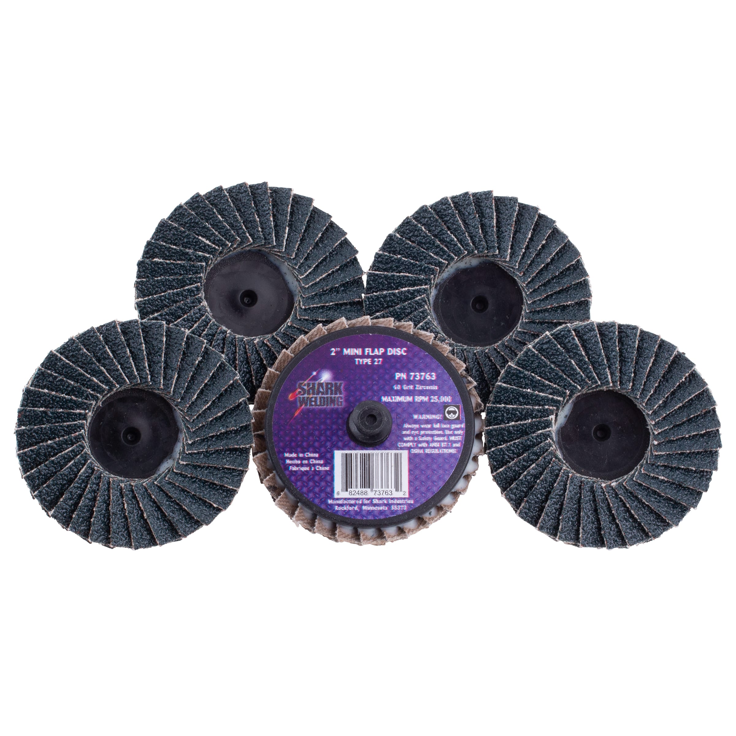 5 PK | Mini Flap Disc - Type 27 - Zirconia - 2" - 60 Grit - Image 4