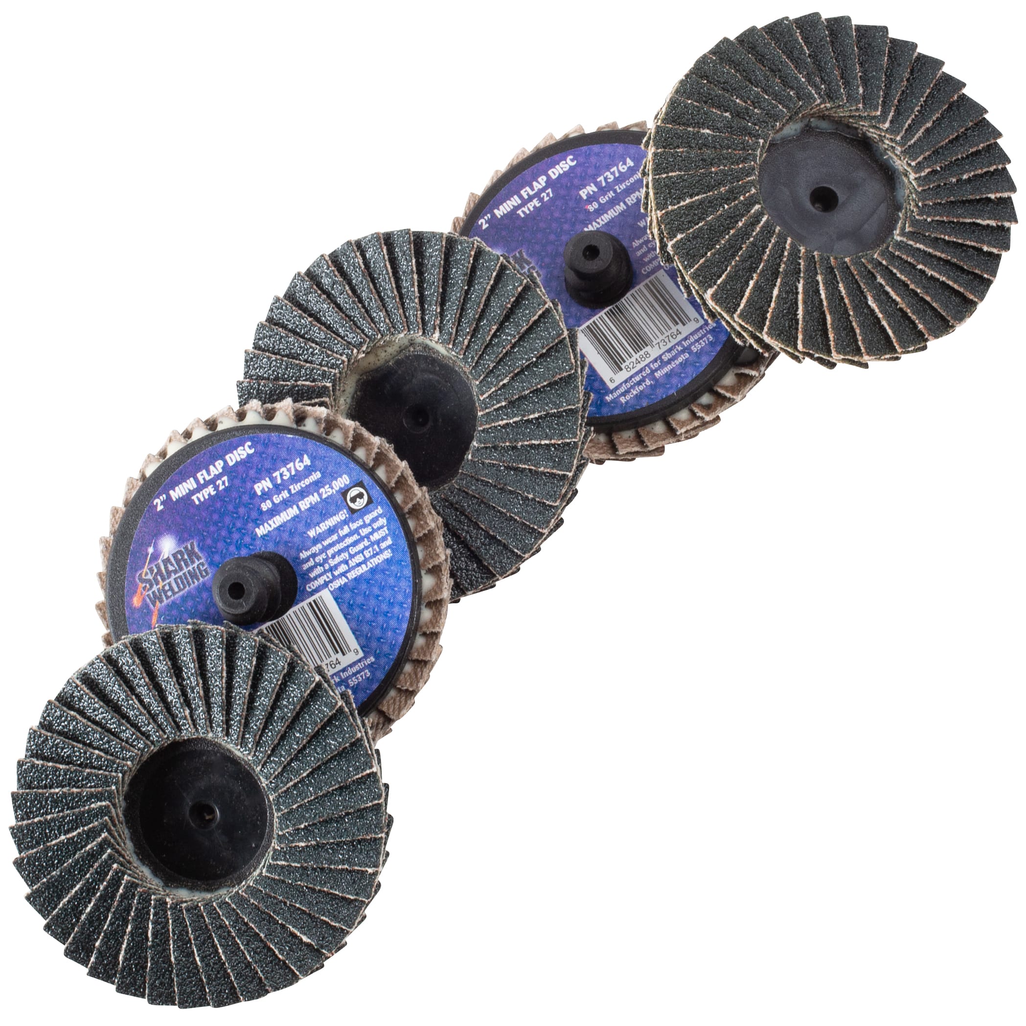 5 PK | Mini Flap Disc - Type 27 - Zirconia - 2" - 80 Grit - Image 3