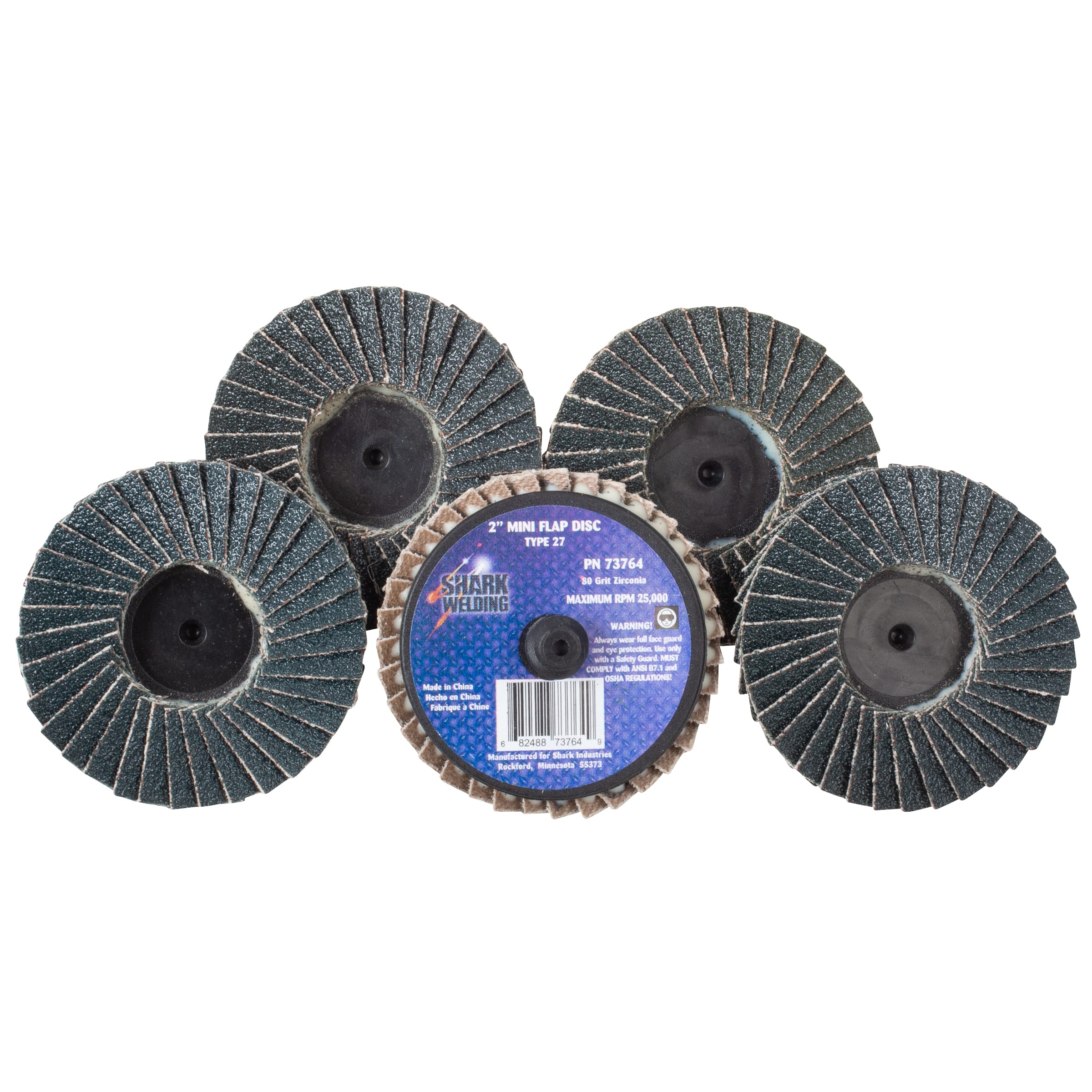 5 PK | Mini Flap Disc - Type 27 - Zirconia - 2" - 80 Grit - Image 4