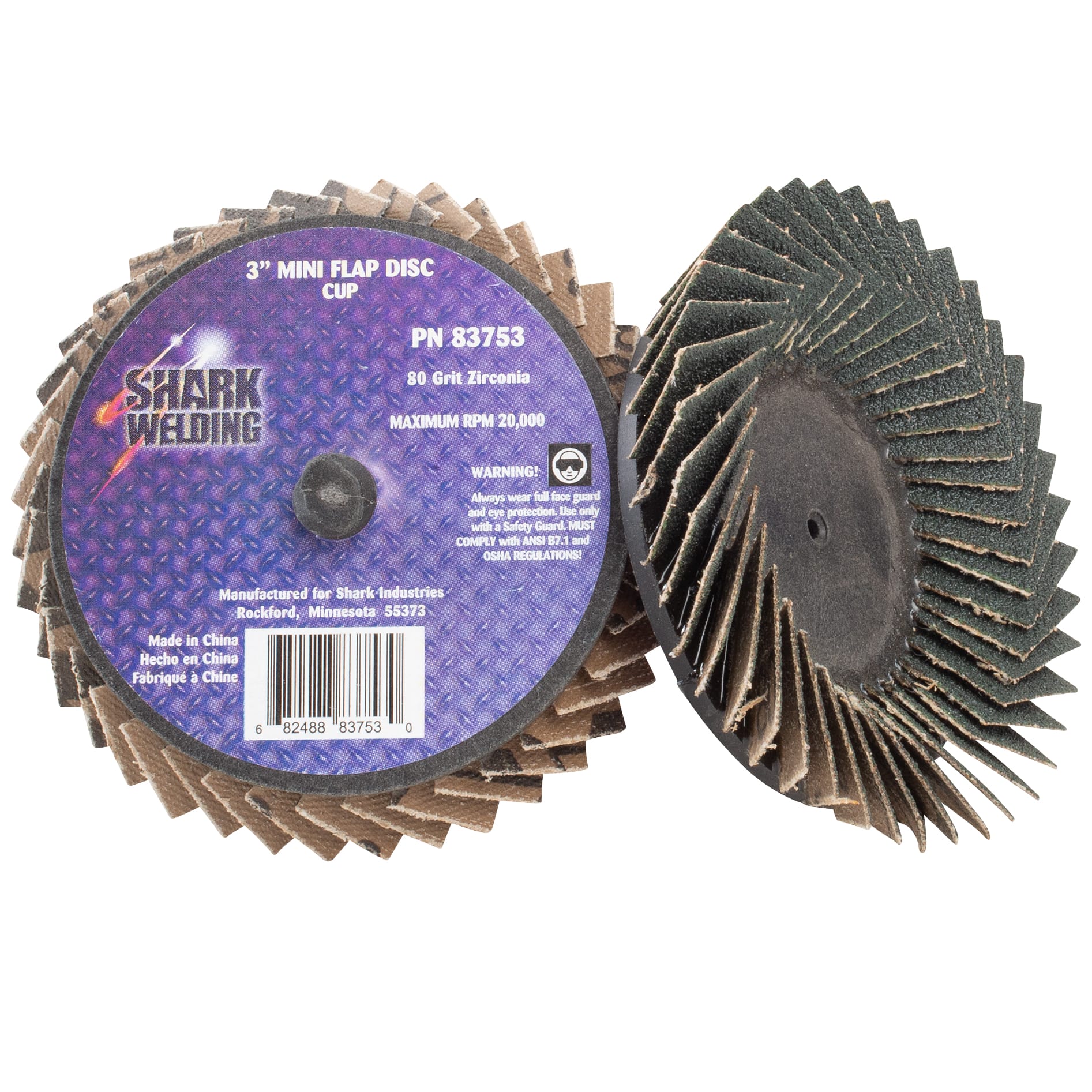 2 PK | Mini Flap Disc - Cup Style - Zirconia - 3" - 80 Grit - Image 2