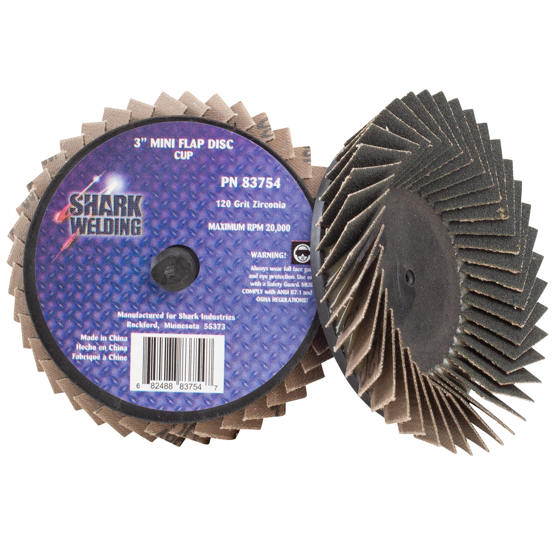 2 PK | Mini Flap Disc - Cup Style - Zirconia - 3" - 120 Grit - Image 2