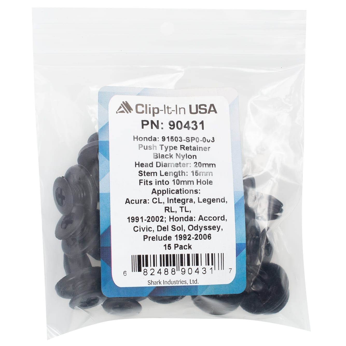 15 PK | Push Type Retainer-Bumper - Honda 91503-SP0-003 - Image 5