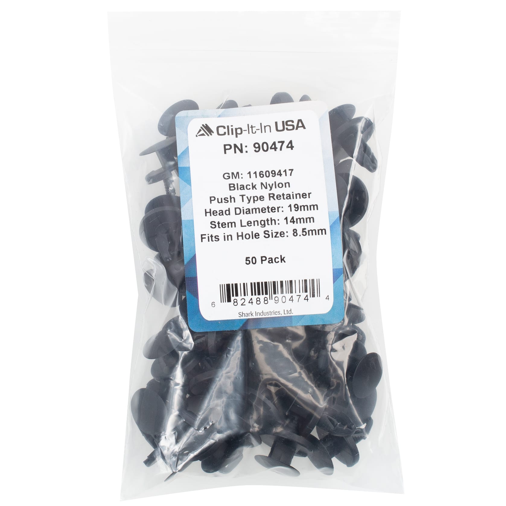 50 PK | Black Nylon Push Type Retainer - GM 11609417 - Image 5