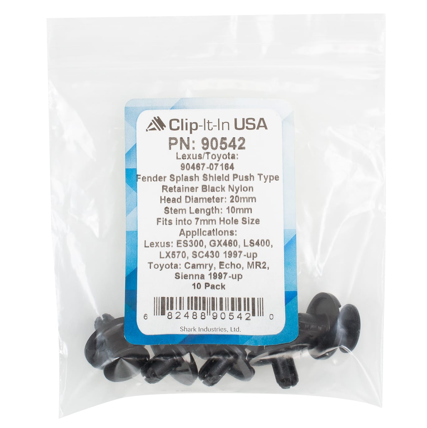 10 PK | Push Type Retainer - Lexus/Toyota 90467-07164 - Shark
