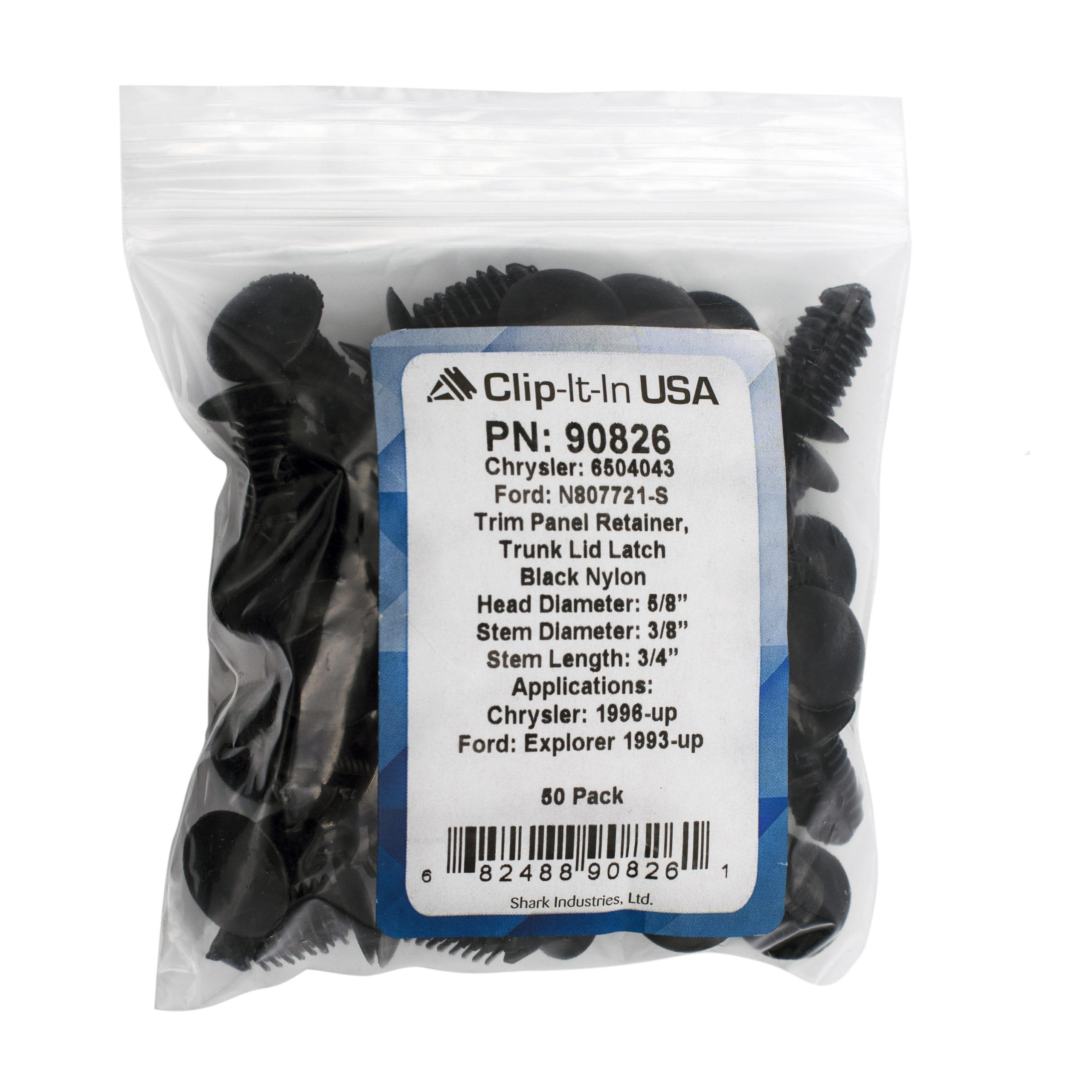 50 PK | Trim Retainer-Trunk - Chrys 6504043, Ford N807721-S - Image 4